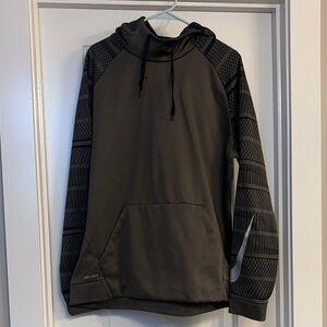 Nike Dark Green Hoodie with Black Geometric Sleeves